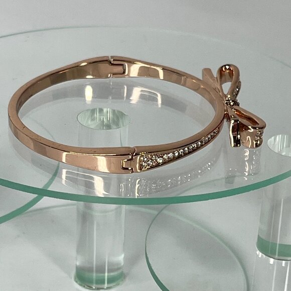 Kate Spade New York Rose Gold-Tone Bow Bangle Bracelet With Crystals - Picture 4 of 6